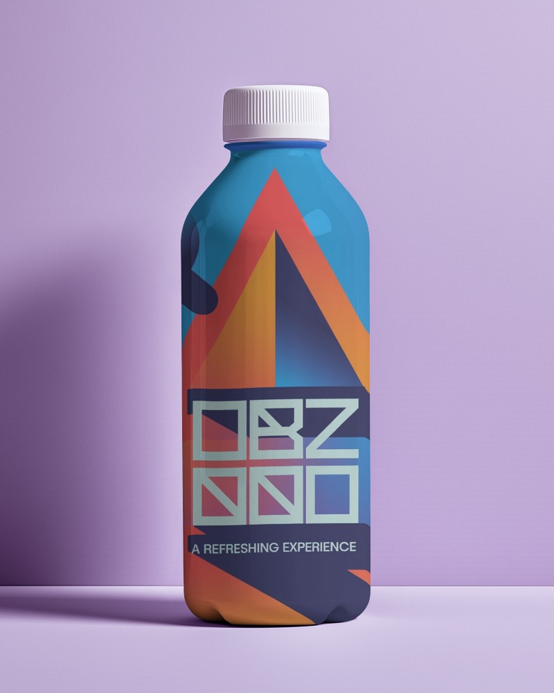 Modern Plastic Water Bottle Mockup With Bold Abstract Label Design And Secure Screw Cap For Refreshing Drinks