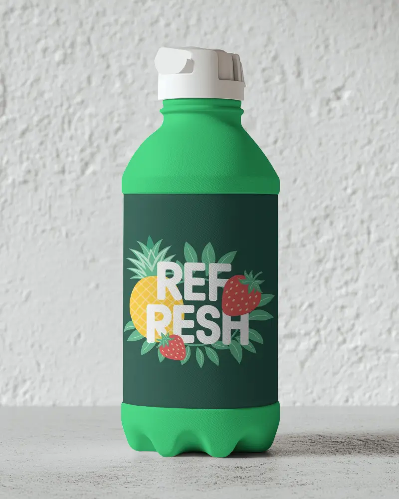 Sporty Plastic Bottle Mockup With Flip Cap Textured Surface And Curved Base Functional Hydration Packaging Style
