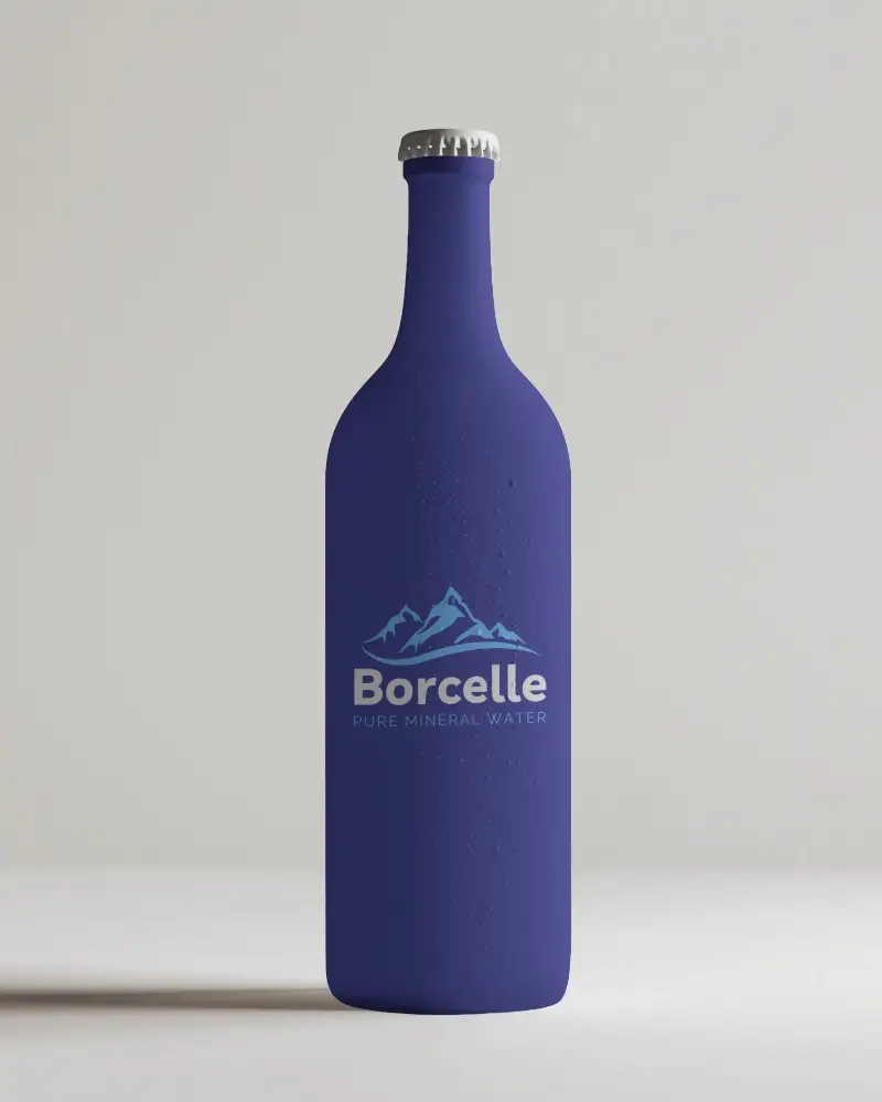 Tall Curved Plastic Bottle Mockup Condensation Effect With Metal Cap Minimal Front Facing Display