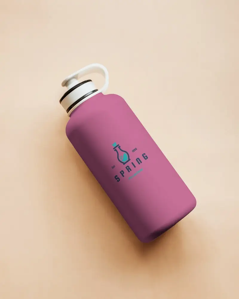 Matte Plastic Water Bottle Mockup Light Color Screw Cap Minimal Style Soft Lighting