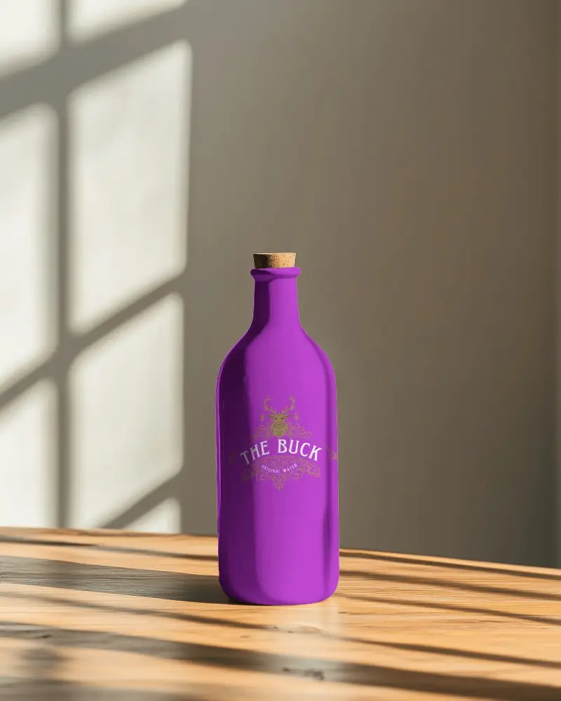 Plastic Bottle Mockup With Cork Cap Minimal Straight Standing Front View