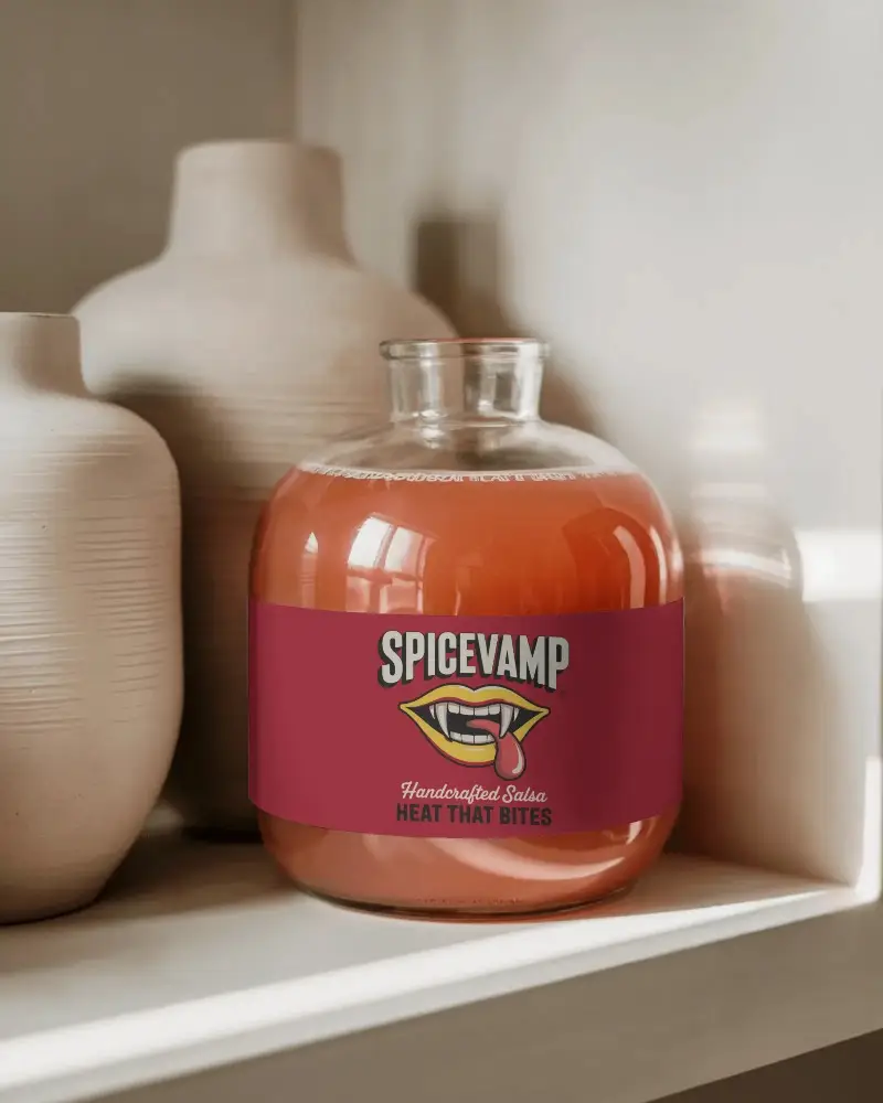 Round Glass Bottle With Wide Neck And Blank Label On Minimalist Decorative Bottel Mockup