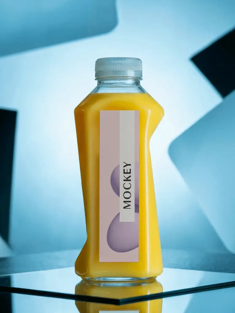 Premium Plastic Bottle Mockup For Juice Packaging Design And Branding Presentation