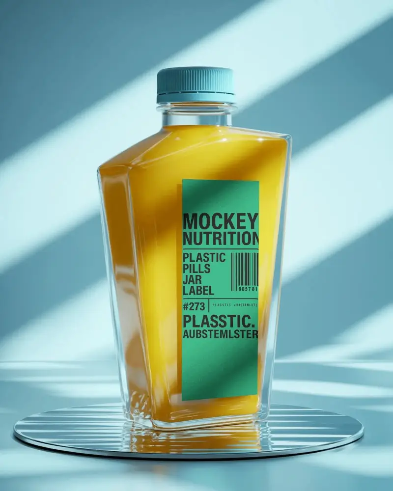 Premium Square Glass Bottle Mockup For Beverage And Cosmetic Packaging Design