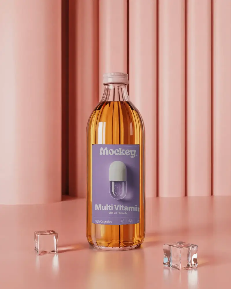 Sleek Clear Bottle Mockup For Beverage Packaging And Branding Presentation Design Use