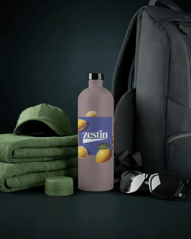 Reusable Water Bottle With Cap Outdoor Accessories For Active Lifestyle Mockup