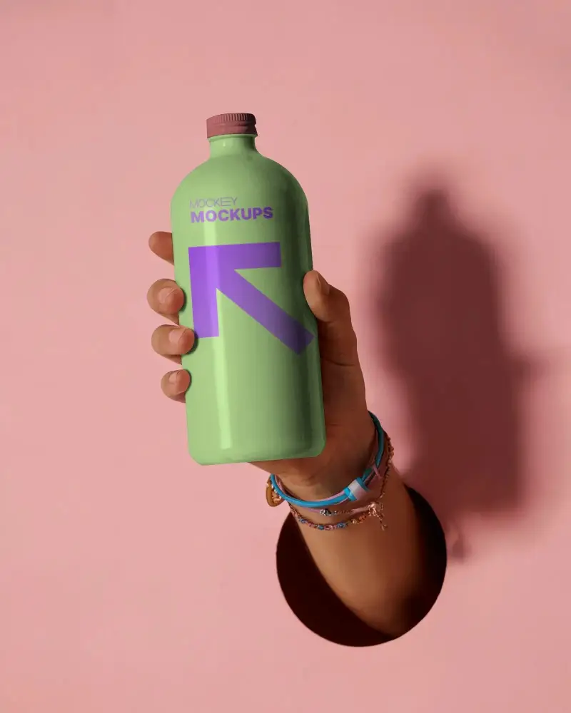 Premium Spacious Bottle Mockup For Product Display And Brand Promotion Designs In Hand