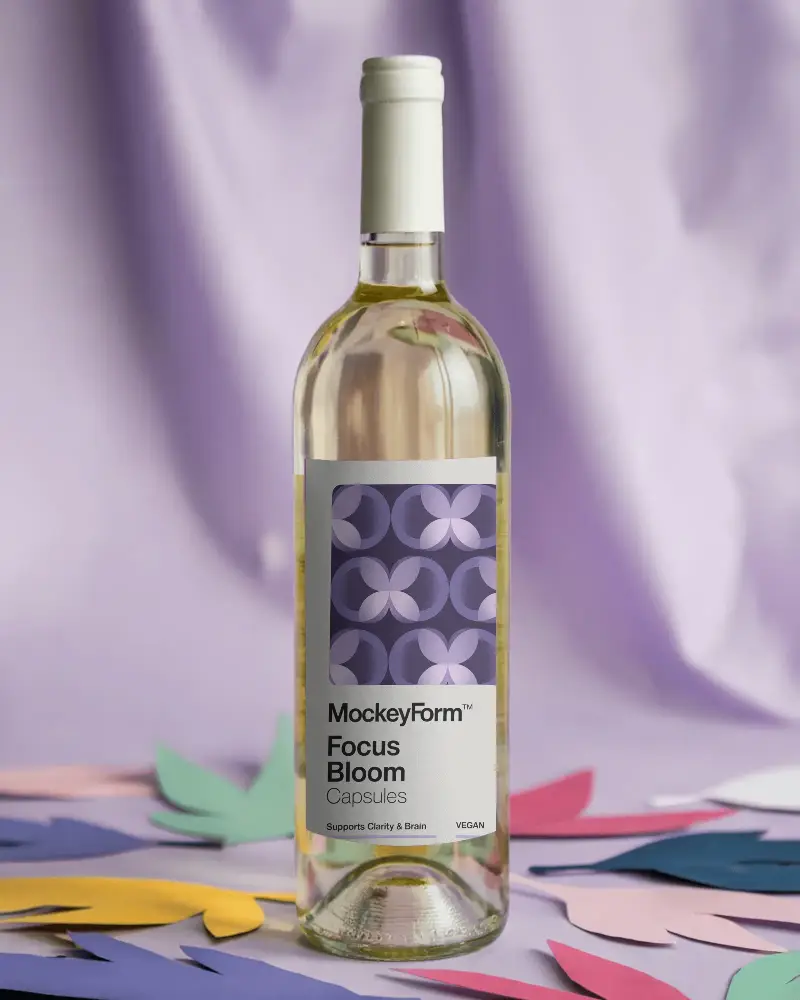 Tall Wine Bottle Mockup With Empty Label For Wine Bottle Label Design Presentation