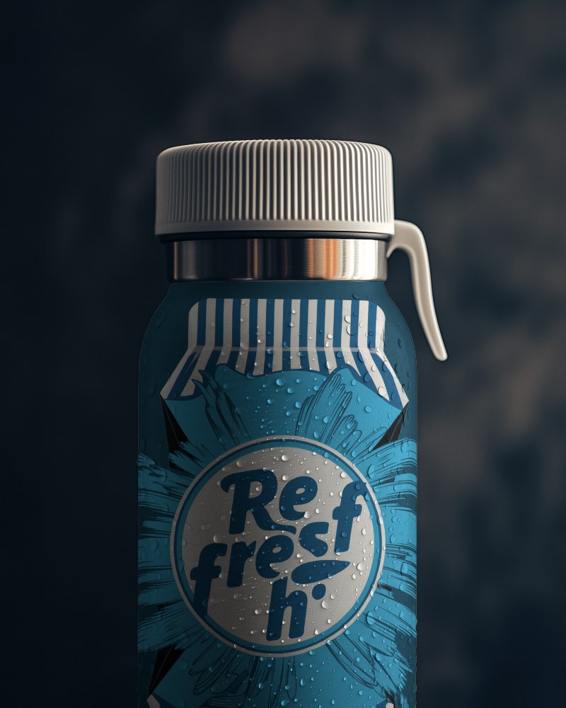 High Quality Glass Bottle Mockup Dark Matte Background With Glossy Refreshing Look