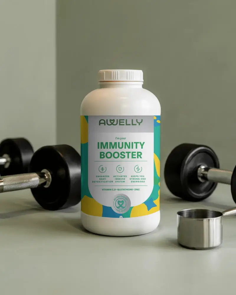 Fitness Supplement Bottle Mockup With Weightlifting Equipment And Measuring Scoop