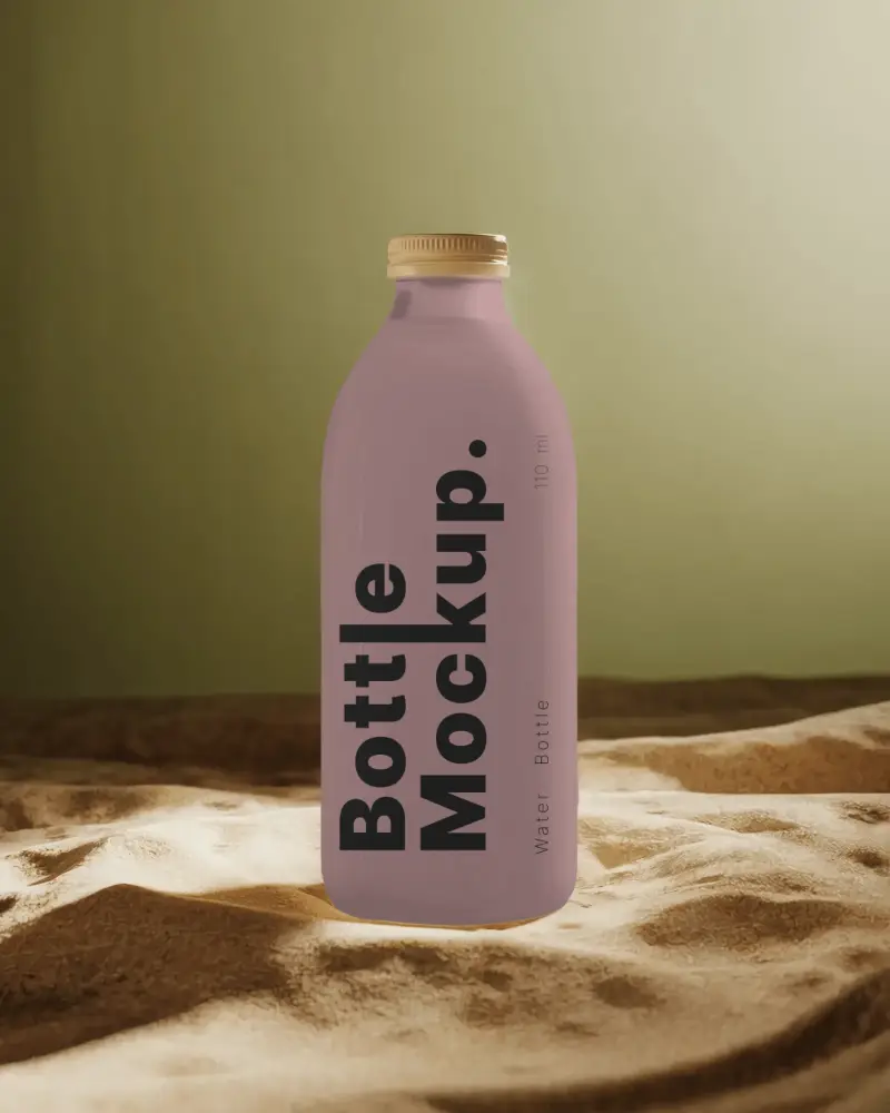 High Quality Closed Bottle Container Mockup On Textured Surface For Branding Purposes