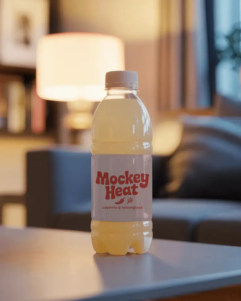 Plastic Bottle Mockup With Blank Label For Custom Drink Packaging Design Presentation