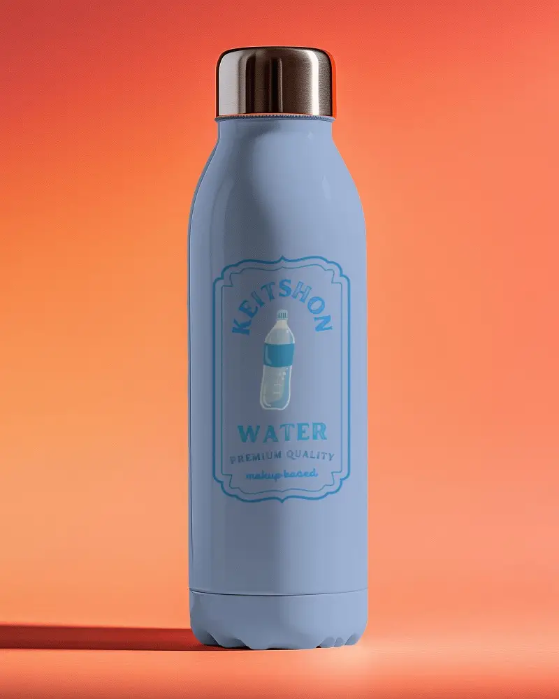 Modern Plastic Bottle Mockup Matte Finish With Metal Top And Fruit Themed Label