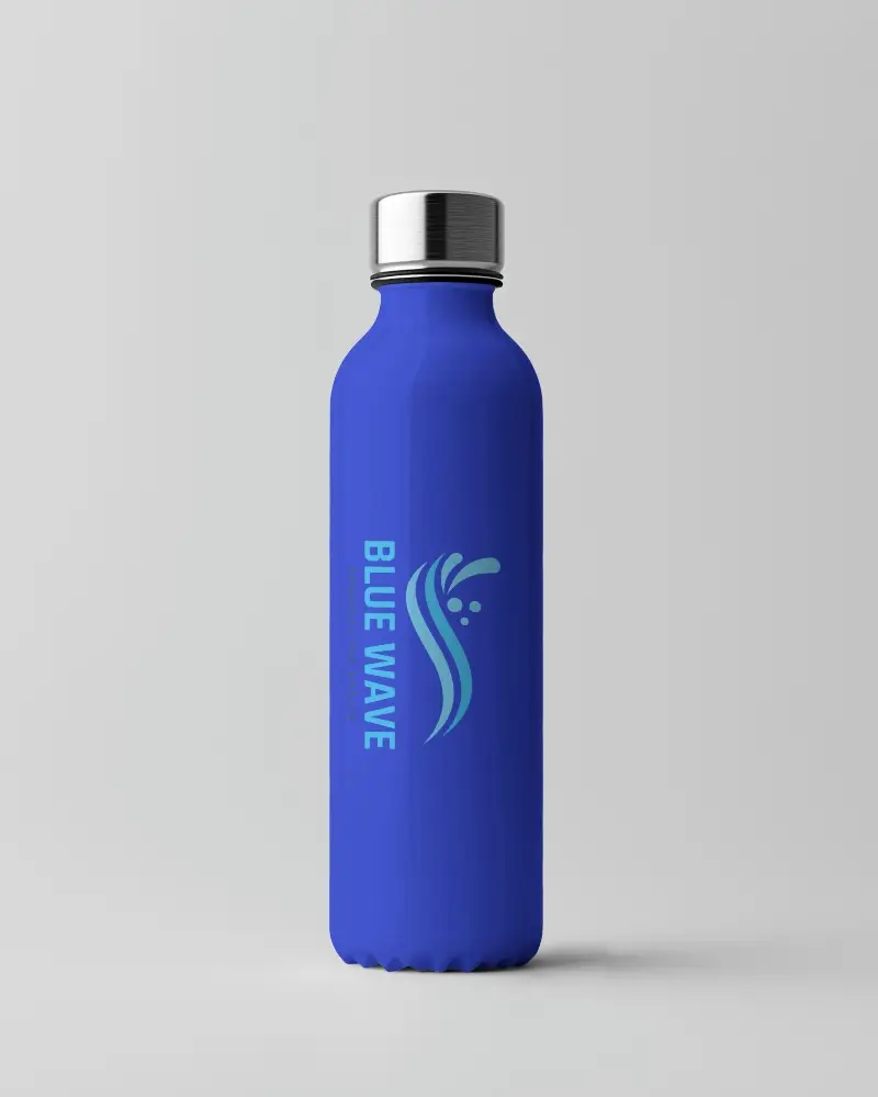 Minimalist Bottle Mockup With Metallic Screw Cap And Playful Smiley Face Design On Clean Background