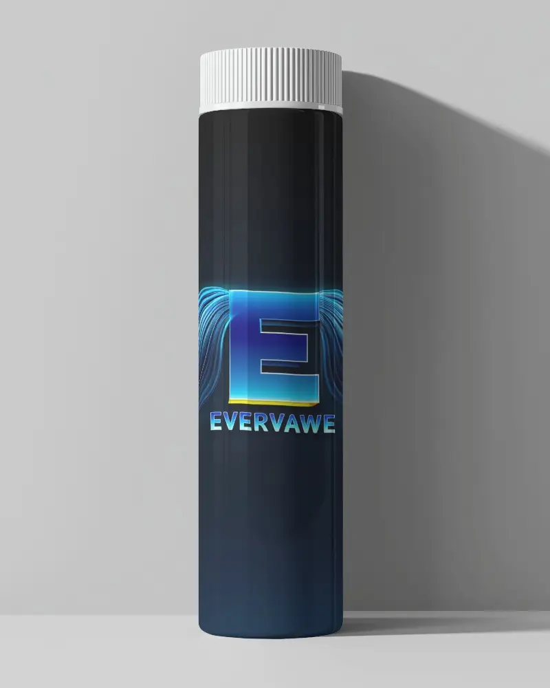 Tall Sleek Plastic Bottle Mockup With Crystal Clear Mountain River Design And Textured White Lid