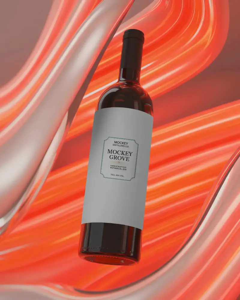 Elegant Wine Bottle Mockup With Clear Glass And Smooth Label For Branding Showcase