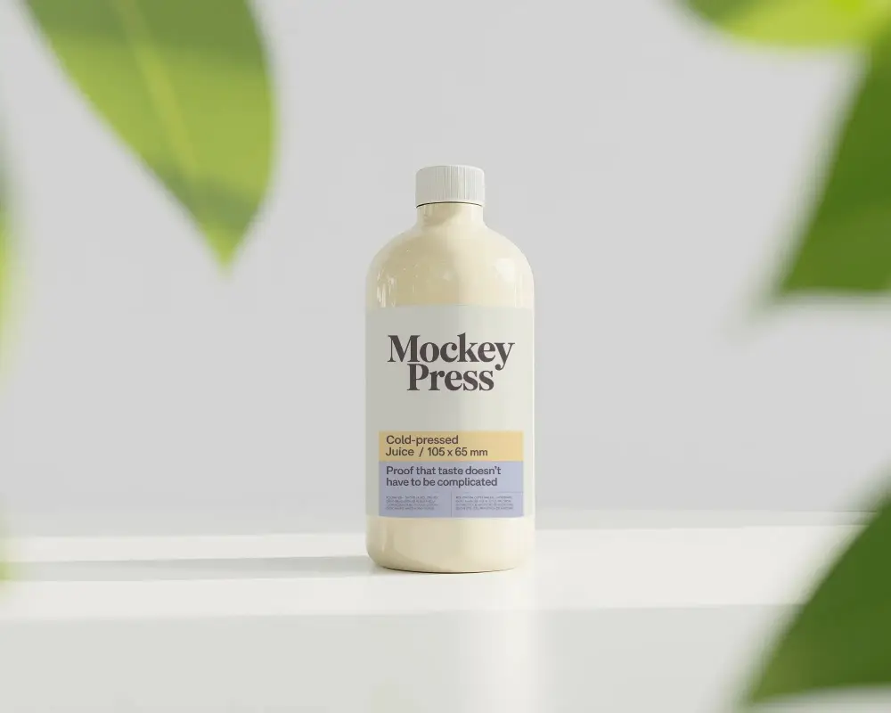 Modern Minimalist Plastic Bottle Mockup With Label For Branding Product Presentation Pure