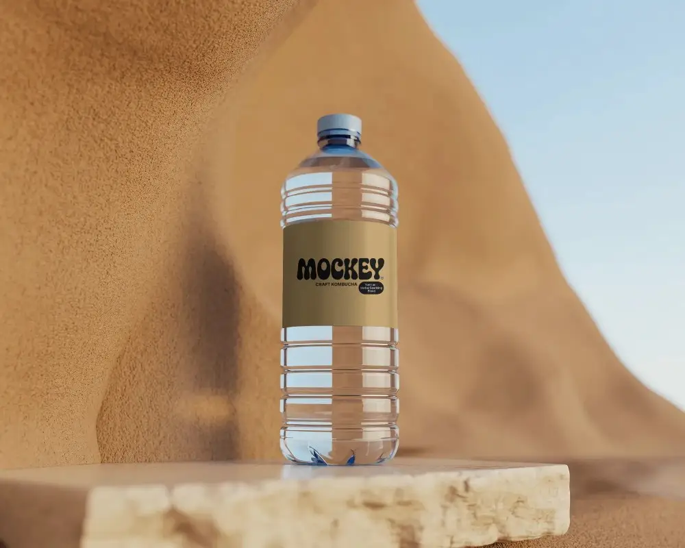 Premium Clear Water Bottle Mockup With Customizable Label Design For Brand Presentation