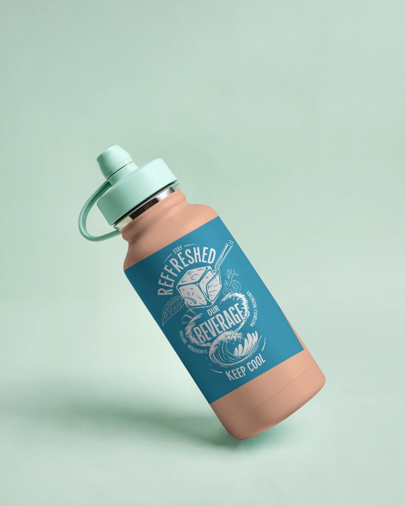 Plastic Sport Water Bottle Mockup Green Lid On Soft Background Casual And Relatable