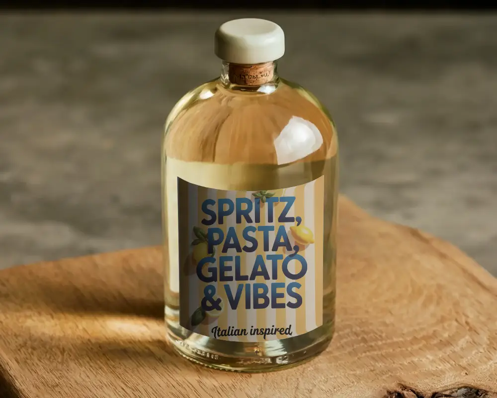 Rustic Wooden Surface Bottle Mockup Clear Glass With Minimal Label And Natural Daylight Shadow 0162