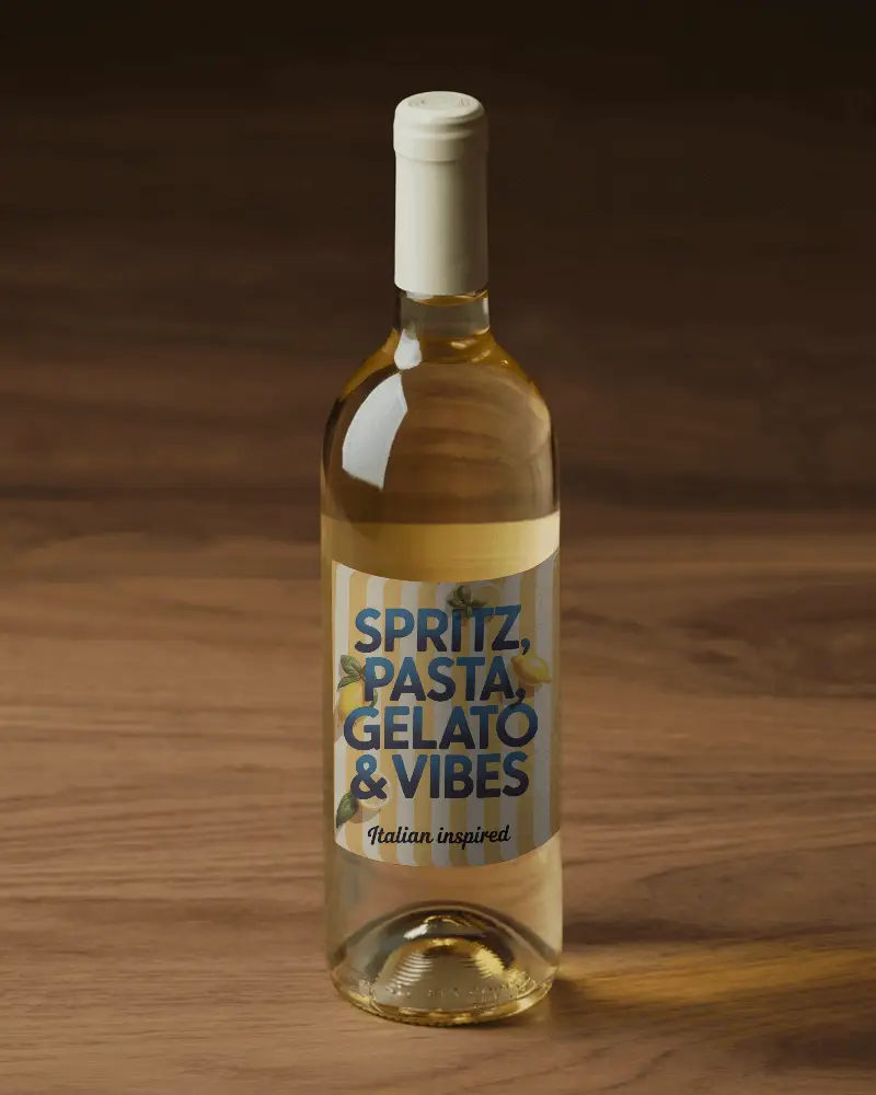 Elegant Clear Glass Wine Bottle Mockup With Blank Label For Custom Designs Display