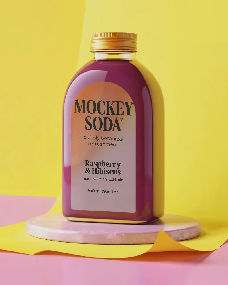 Elegant Glass Bottle Mockup With Customizable Label And Shiny Lid On Colorful Backdrop 0201