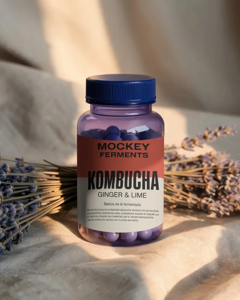 Transparent Plastic Supplement Bottle Mockup With Sleek Label Design For Marketing 0207