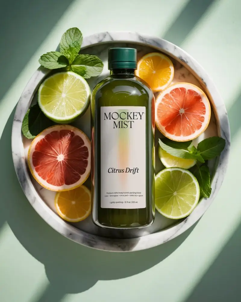 Natural Fruit Extract Bottle Mockup Healthy Citrus Beverage Packaging Template 0209