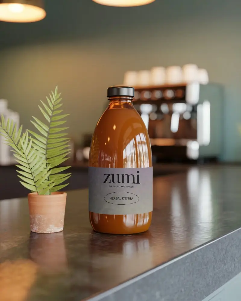 Eco Friendly Glass Bottle With Minimalistic Label Mockup For Beverage Packaging 0210