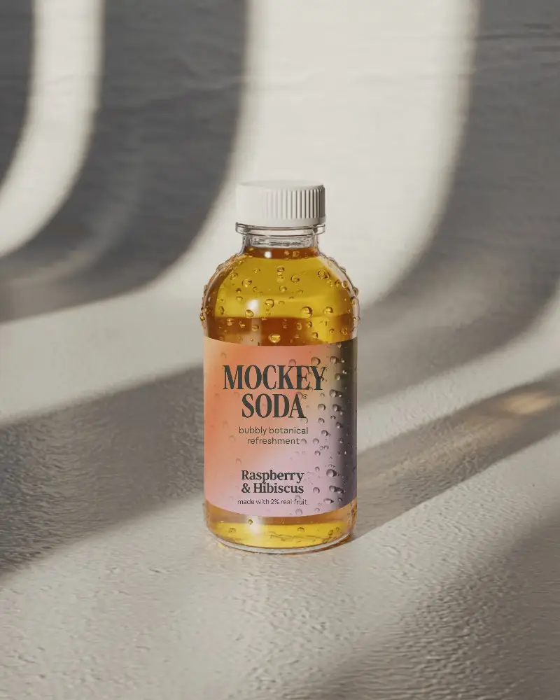 Condensation Covered Transparent Bottle Mockup With Blank Label Standing On Table 0225