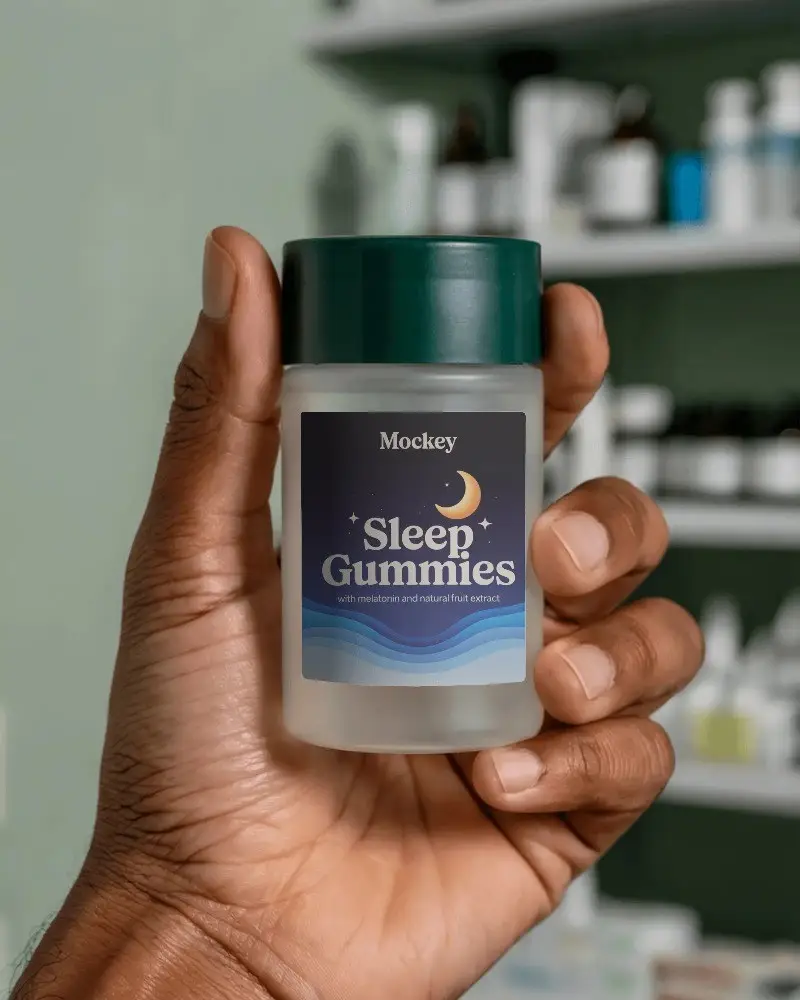 Hand Holding Cosmetic Bottle Mockup For Beauty Product Label Design