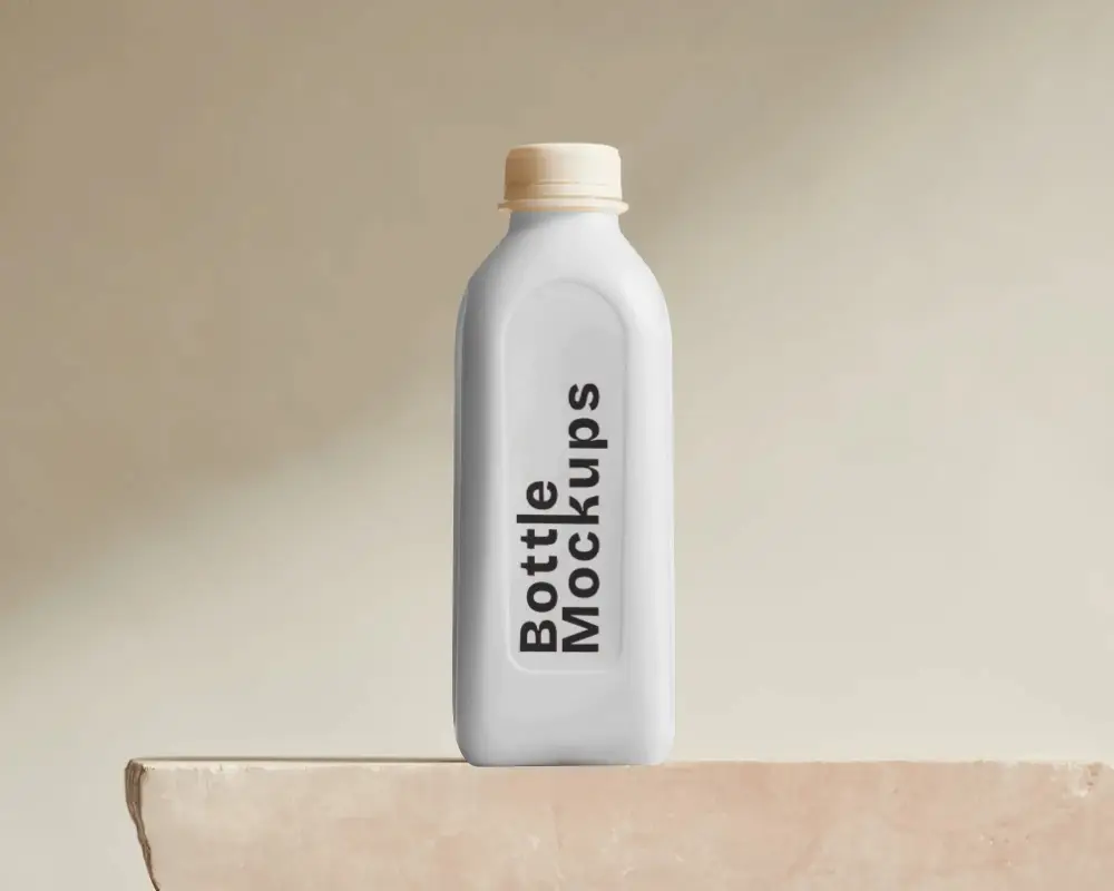 Realistic Rectangular Plastic Bottle Mockup For Beverages Or Cosmetics Packaging Presentation