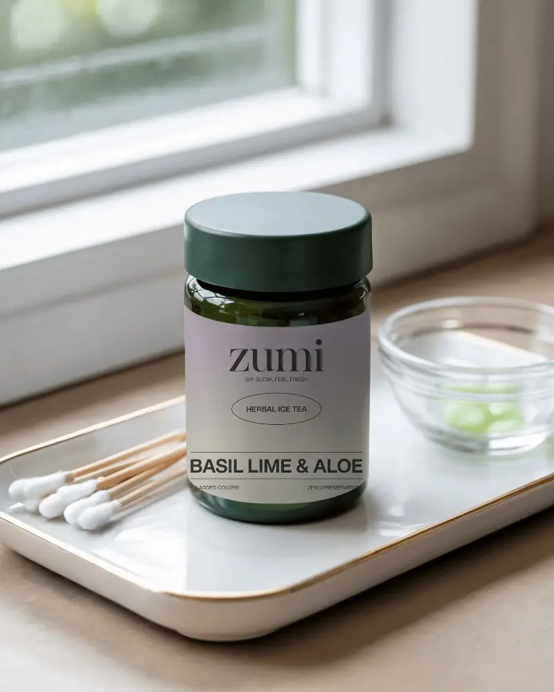 Elegant Jar Bottle Mockup On White Tray Next To Cotton Swabs And Clear Bowl For Display 0271
