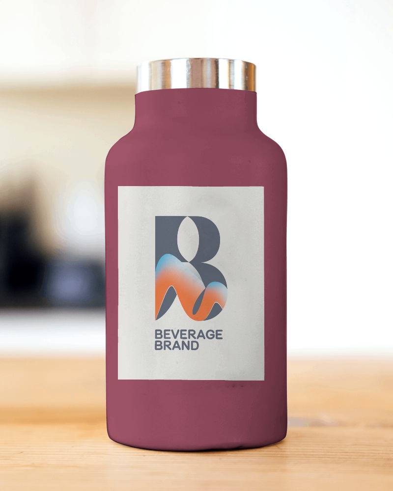 Minimalist White Metallic Bottle Mockup On Wooden Surface With Soft Background