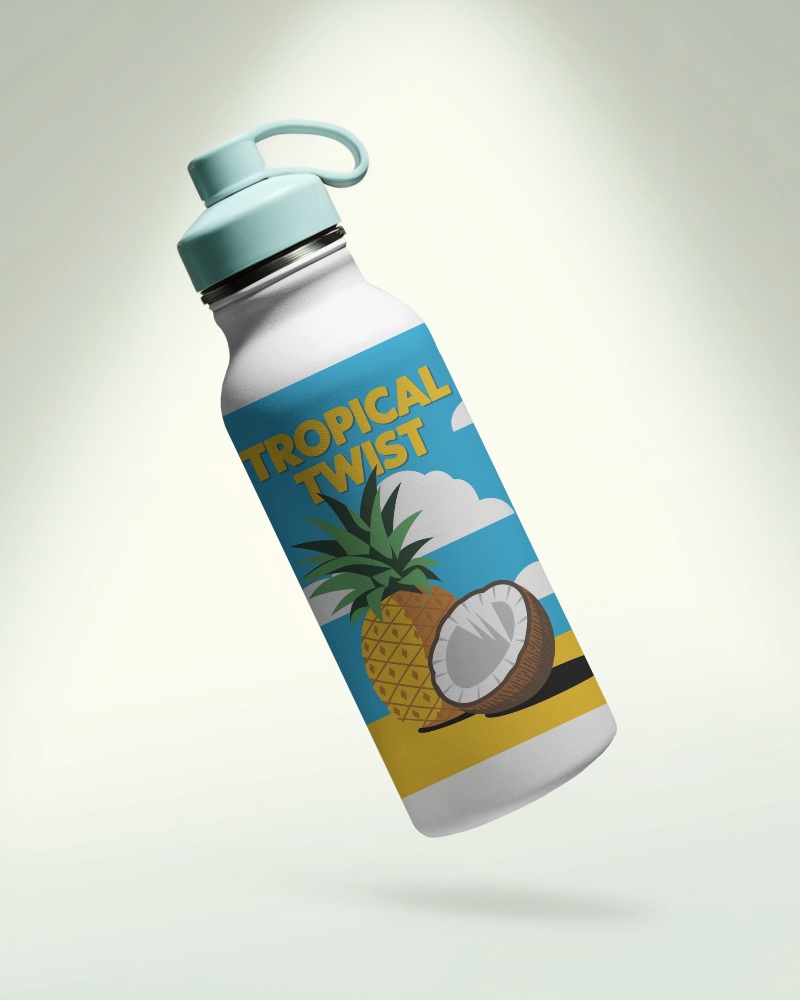 Floating Bottle Mockup White Matte Bottle With Mint Green Sports Cap On Soft Gradient Background Modern And Lightweight Design 030