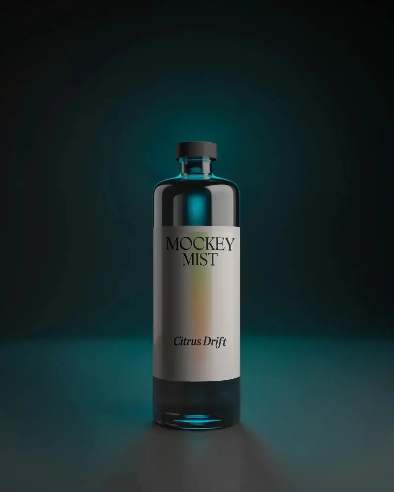 Transparent Bottle Mockup With Minimalistic Label Ideal For Beverage Or Cosmetics Branding