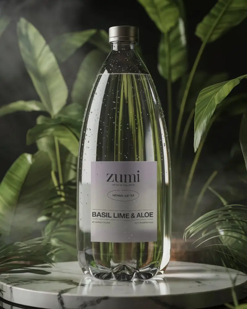 Clear Liquid Bottle Mockup With Natural Leafy Background For Product Display