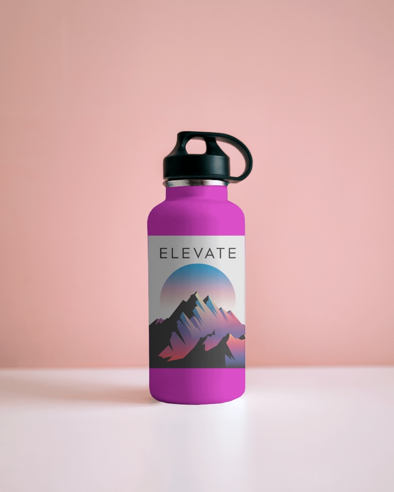 Minimal Bottle Mockup White Metal Bottle With Black Sports Cap On Soft Pink Background Clean And Modern Presentation 032