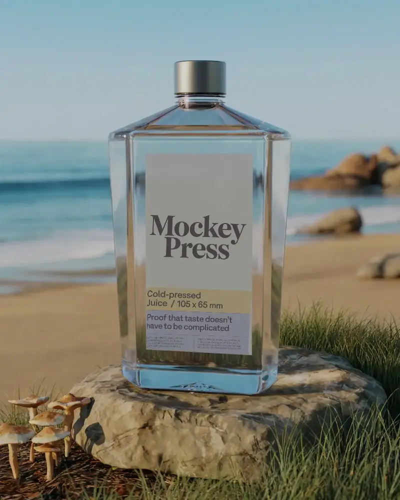 Premium Clear Glass Bottle Mockup For Luxury Fragrance Or Cosmetic Packaging Display