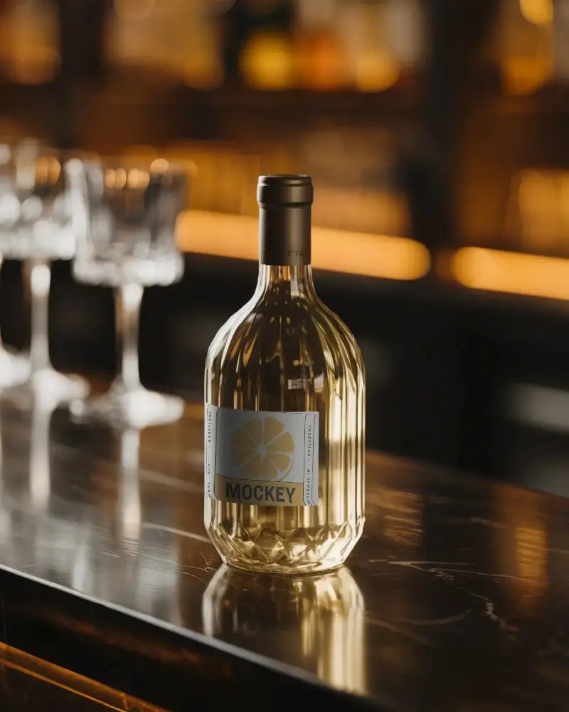 Luxury Glass Bottle Mockup For Beverage Packaging And Brand Presentation