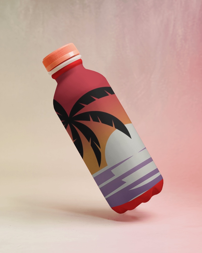 Floating Minimalist Bottle Mockup White Matte Finish With Orange Cap Subtle Pink Gradient Background Clean And Modern Design 034