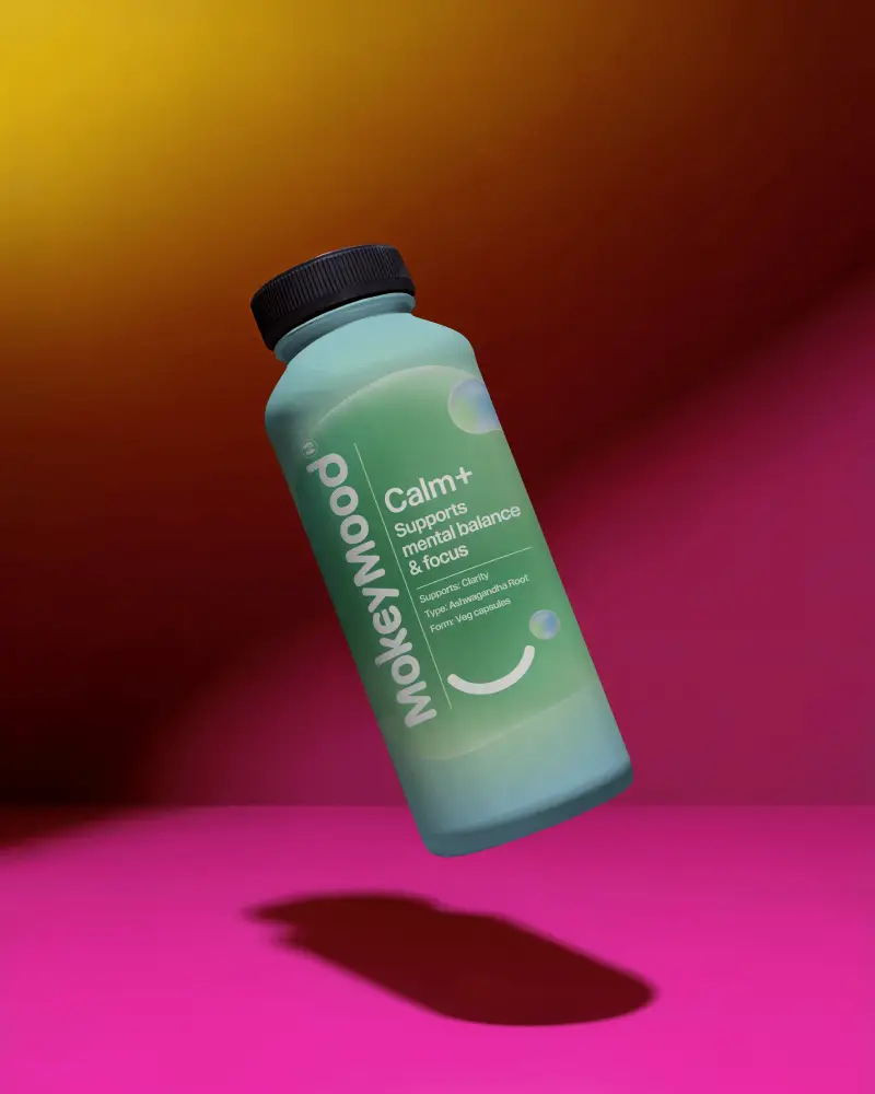 Supplement Bottle Mockup Floating Plastic Container On Bright Gradient Background Modern