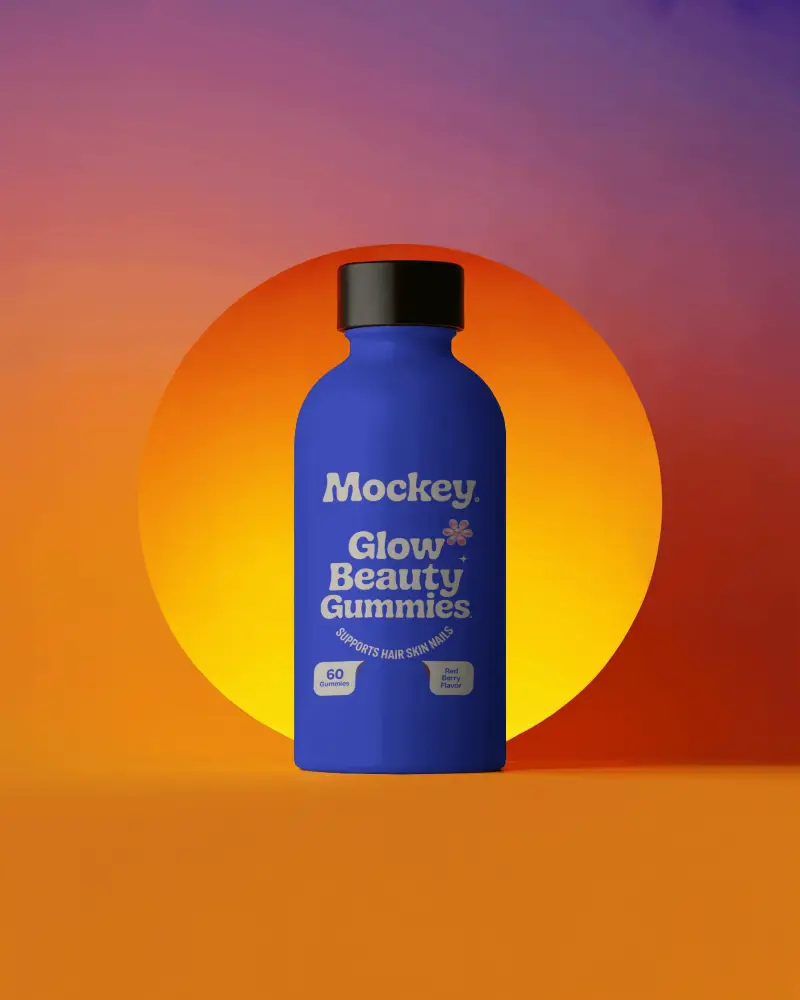 Supplement Bottle Mockup Front View With Vibrant Sunset Gradient Background Creative And Bold