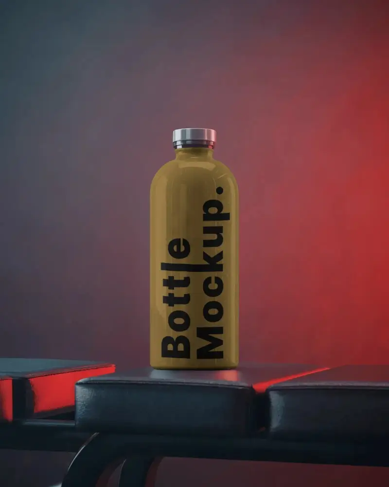 Sleek Modern Fitness Water Bottle Mockup For Sports Nutrition And Hydration Branding