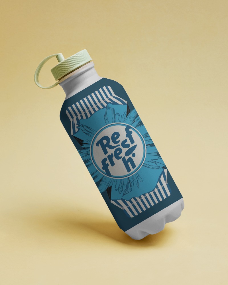 Tilted White Sports Bottle Mockup With Mint Green Cap On Warm Beige Background Clean And Modern Presentation 040