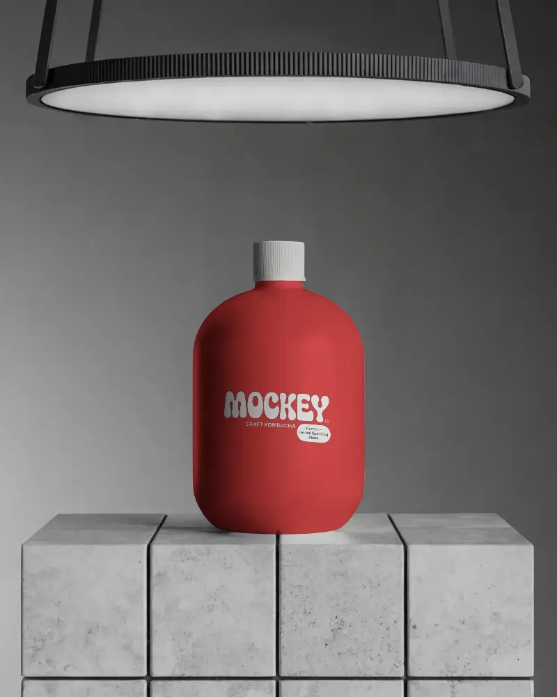 Sleek Bottle Mockup On Stone Blocks With Modern Studio Lighting Ideal For Product Display