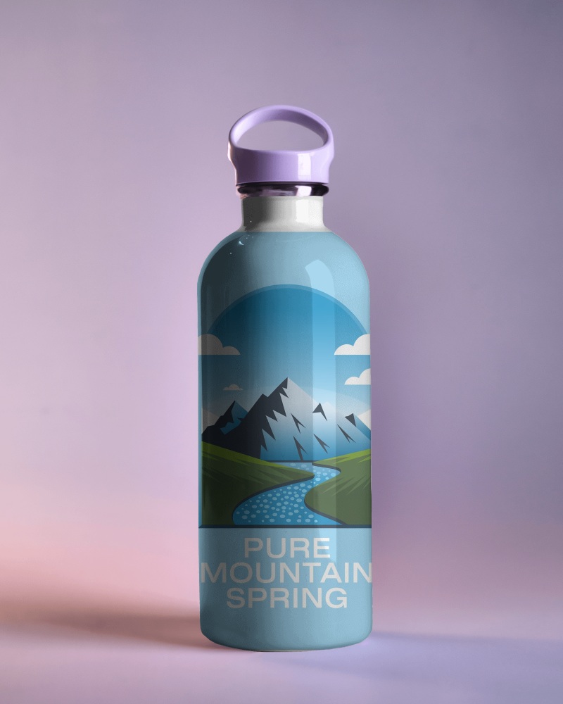 Sleek White Bottle Mockup With Lavender Cap On Soft Gradient Background Elegant And Modern Presentation 044