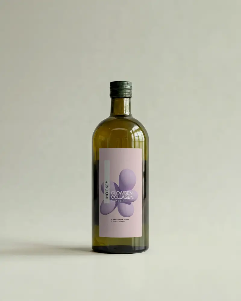 Olive Oil Bottle Mockup On Neutral Background With Minimal Modern Style