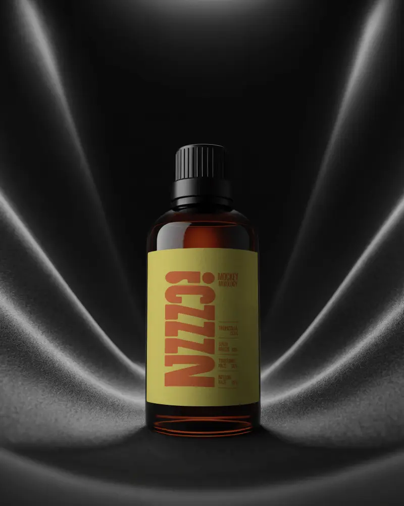 Bottle Mockup On Black Satin Fabric With Soft Spotlight Effect