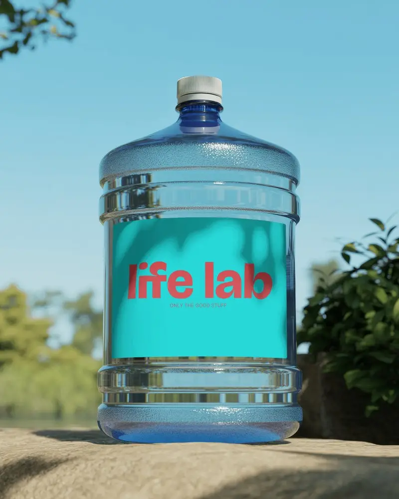 Outdoor Water Gallon Bottle Mockup With Clear Sky Background Stone Surface
